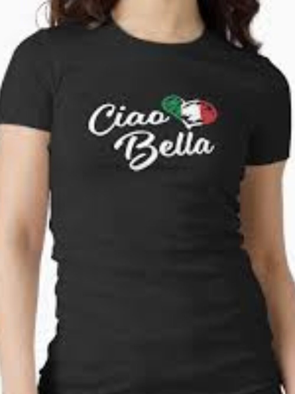 Ciao Bella Italy Heart Cropped Black T-Shirt